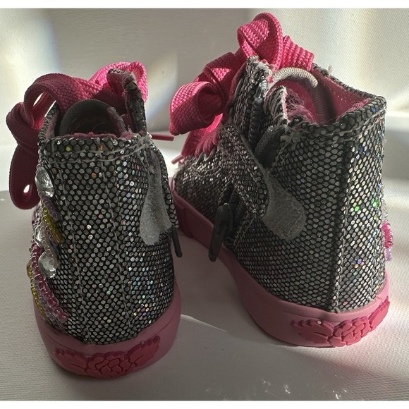 Lelli Kelly Rainbow Sequin High Top Sneakers EU 21 US 5 Toddler Pink Glitter - Picture 5 of 7